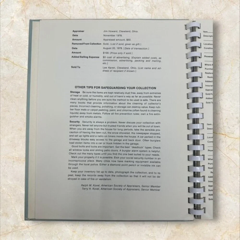 The‎ Kovels' Organizer For Collectors Binder Record Keeping For Antiques Estate